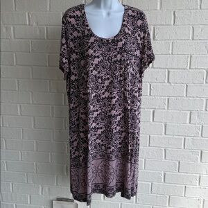 Soma Pink, Black Scoop Neck Short Sleeve SleepShirt Gown W/Small chest pocket XL